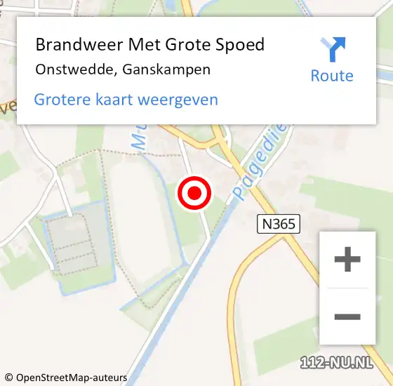 Locatie op kaart van de 112 melding: Brandweer Met Grote Spoed Naar Onstwedde, Ganskampen op 11 mei 2016 14:16