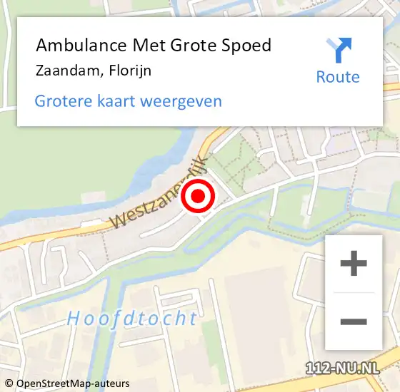 Locatie op kaart van de 112 melding: Ambulance Met Grote Spoed Naar Zaandam, Florijn op 11 mei 2016 14:22