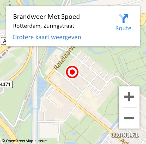 Locatie op kaart van de 112 melding: Brandweer Met Spoed Naar Rotterdam, Zuringstraat op 11 mei 2016 14:23