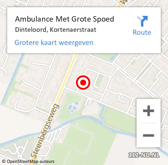 Locatie op kaart van de 112 melding: Ambulance Met Grote Spoed Naar Dinteloord, Kortenaerstraat op 11 mei 2016 14:29