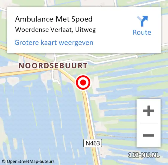 Locatie op kaart van de 112 melding: Ambulance Met Spoed Naar Woerdense Verlaat, Uitweg op 11 mei 2016 14:33