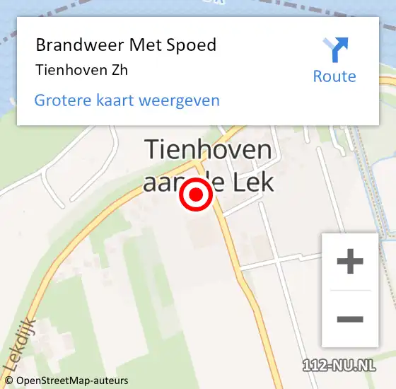 Locatie op kaart van de 112 melding: Brandweer Met Spoed Naar Tienhoven Zh op 11 mei 2016 14:45