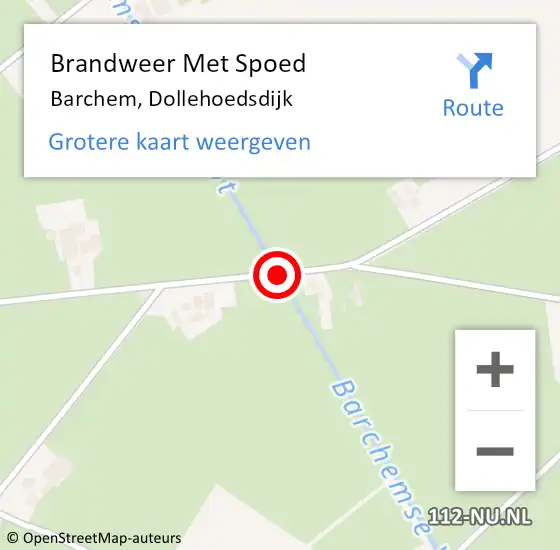 Locatie op kaart van de 112 melding: Brandweer Met Spoed Naar Barchem, Dollehoedsdijk op 11 mei 2016 14:57