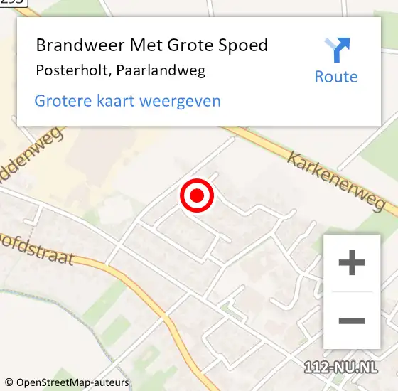 Locatie op kaart van de 112 melding: Brandweer Met Grote Spoed Naar Posterholt, Paarlandweg op 11 mei 2016 15:05