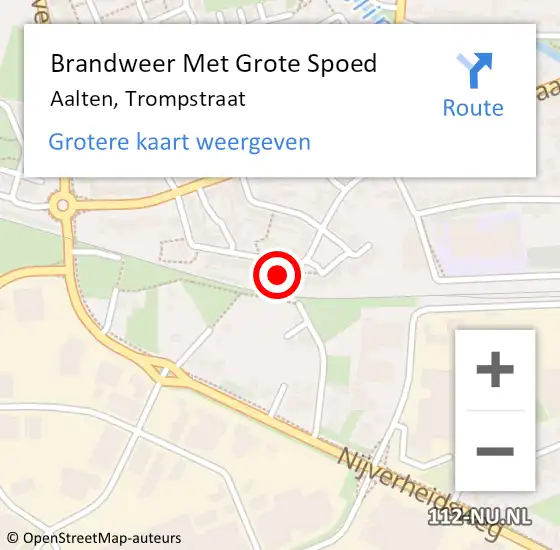 Locatie op kaart van de 112 melding: Brandweer Met Grote Spoed Naar Aalten, Trompstraat op 11 mei 2016 15:16