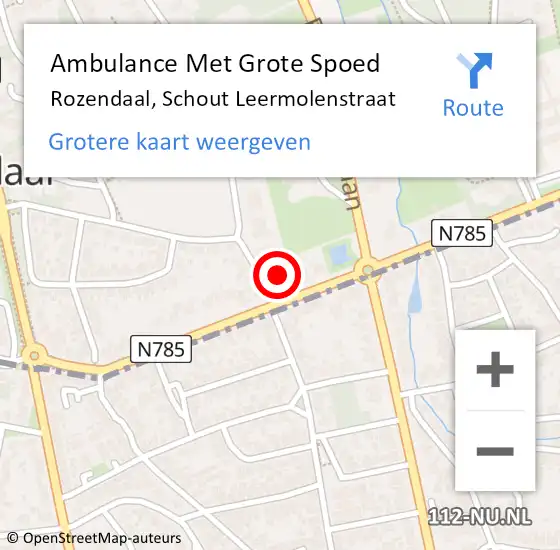 Locatie op kaart van de 112 melding: Ambulance Met Grote Spoed Naar Rozendaal, Schout Leermolenstraat op 11 mei 2016 15:26