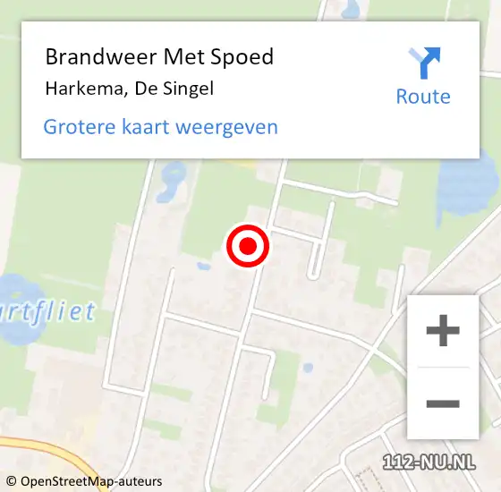 Locatie op kaart van de 112 melding: Brandweer Met Spoed Naar Harkema, De Singel op 11 mei 2016 15:55