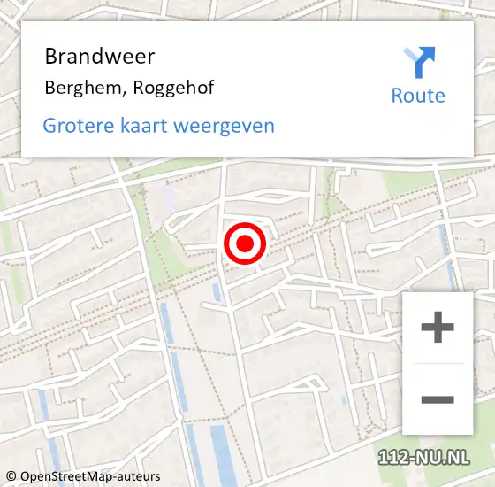 Locatie op kaart van de 112 melding: Brandweer Berghem, Roggehof op 11 mei 2016 16:00