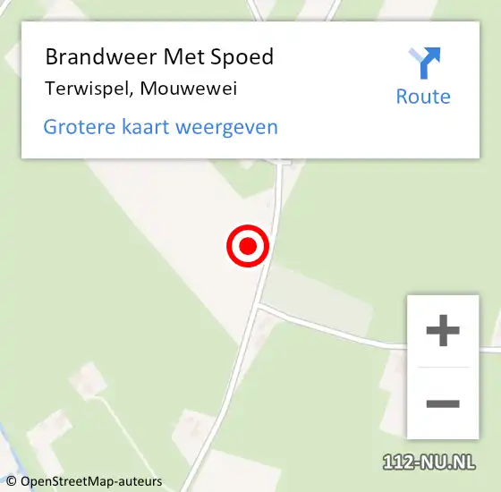 Locatie op kaart van de 112 melding: Brandweer Met Spoed Naar Terwispel, Mouwewei op 11 mei 2016 16:20