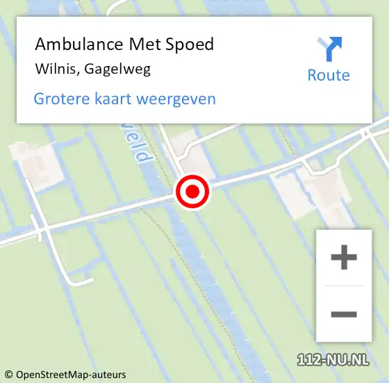 Locatie op kaart van de 112 melding: Ambulance Met Spoed Naar Wilnis, Gagelweg op 11 mei 2016 16:31