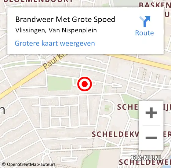 Locatie op kaart van de 112 melding: Brandweer Met Grote Spoed Naar Vlissingen, Van Nispenplein op 11 mei 2016 16:36