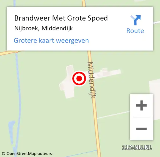 Locatie op kaart van de 112 melding: Brandweer Met Grote Spoed Naar Nijbroek, Middendijk op 11 mei 2016 17:19