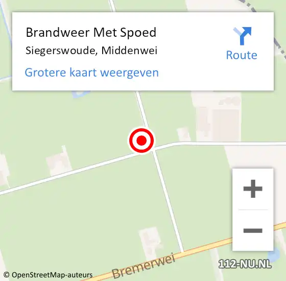 Locatie op kaart van de 112 melding: Brandweer Met Spoed Naar Siegerswoude, Middenwei op 11 mei 2016 17:35