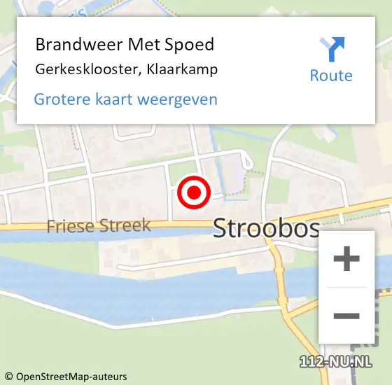 Locatie op kaart van de 112 melding: Brandweer Met Spoed Naar Gerkesklooster, Klaarkamp op 11 mei 2016 17:42