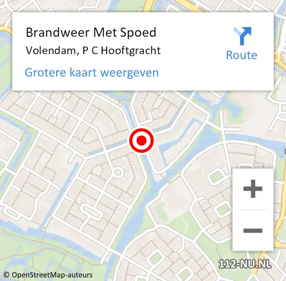 Locatie op kaart van de 112 melding: Brandweer Met Spoed Naar Volendam, P C Hooftgracht op 14 december 2013 17:52