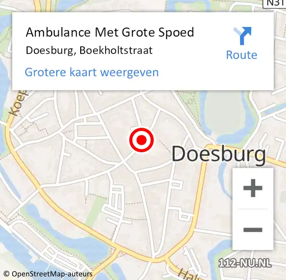 Locatie op kaart van de 112 melding: Ambulance Met Grote Spoed Naar Doesburg, Boekholtstraat op 11 mei 2016 19:34