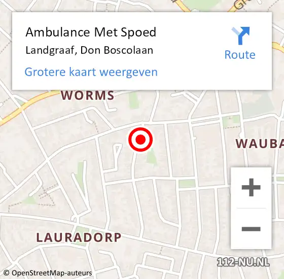 Locatie op kaart van de 112 melding: Ambulance Met Spoed Naar Landgraaf, Don Boscolaan op 14 december 2013 17:58