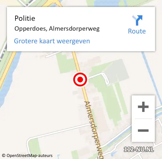 Locatie op kaart van de 112 melding: Politie Opperdoes, Almersdorperweg op 11 mei 2016 19:47