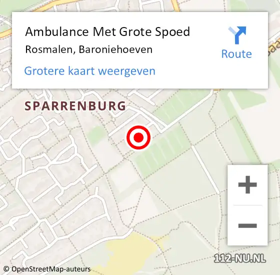 Locatie op kaart van de 112 melding: Ambulance Met Grote Spoed Naar Rosmalen, Baroniehoeven op 11 mei 2016 19:57