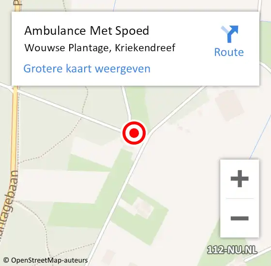 Locatie op kaart van de 112 melding: Ambulance Met Spoed Naar Wouwse Plantage, Kriekendreef op 11 mei 2016 20:49