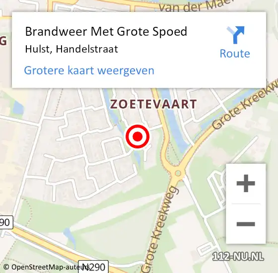 Locatie op kaart van de 112 melding: Brandweer Met Grote Spoed Naar Hulst, Handelstraat op 11 mei 2016 21:07