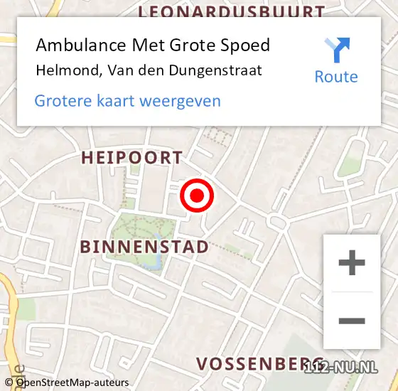 Locatie op kaart van de 112 melding: Ambulance Met Grote Spoed Naar Helmond, Van den Dungenstraat op 11 mei 2016 21:29