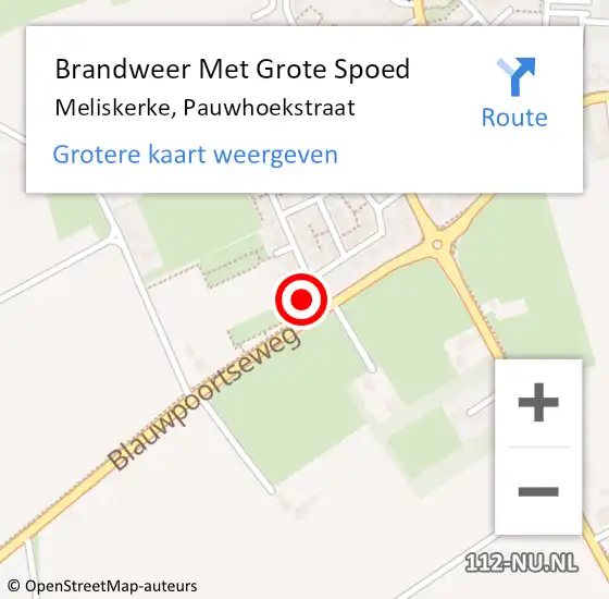 Locatie op kaart van de 112 melding: Brandweer Met Grote Spoed Naar Meliskerke, Pauwhoekstraat op 11 mei 2016 22:07