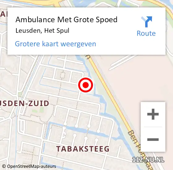 Locatie op kaart van de 112 melding: Ambulance Met Grote Spoed Naar Leusden, Het Spul op 12 mei 2016 01:27