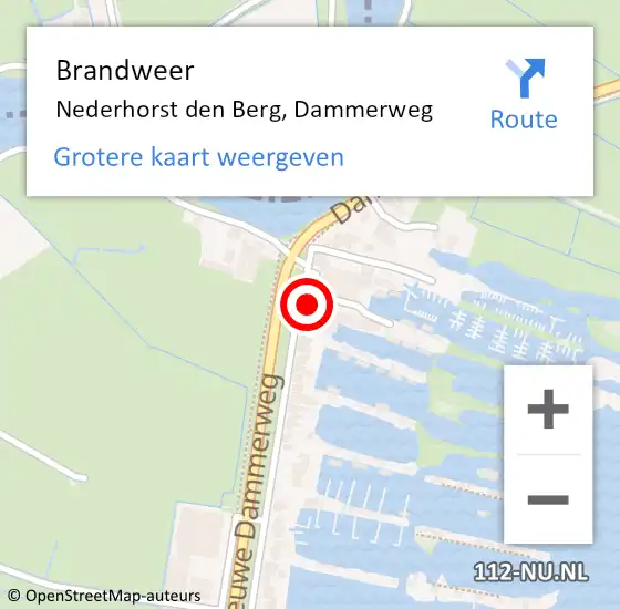 Locatie op kaart van de 112 melding: Brandweer Nederhorst den Berg, Dammerweg op 12 mei 2016 01:28