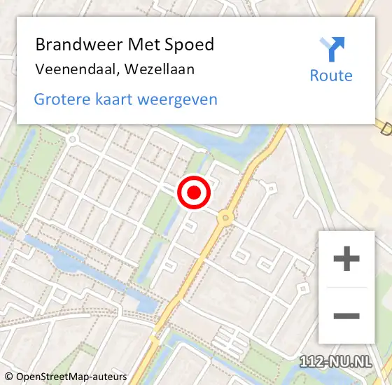 Locatie op kaart van de 112 melding: Brandweer Met Spoed Naar Veenendaal, Wezellaan op 12 mei 2016 03:37