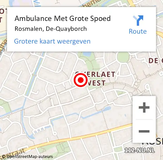 Locatie op kaart van de 112 melding: Ambulance Met Grote Spoed Naar Rosmalen, De-Quayborch op 12 mei 2016 05:44