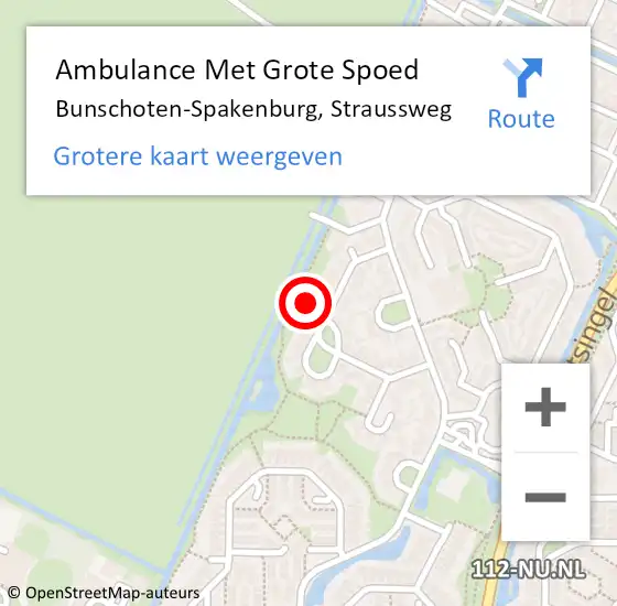 Locatie op kaart van de 112 melding: Ambulance Met Grote Spoed Naar Bunschoten-Spakenburg, Straussweg op 12 mei 2016 05:58