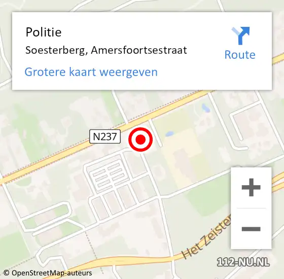 Locatie op kaart van de 112 melding: Politie Huis ter Heide Ut, Amersfoortseweg op 12 mei 2016 06:44