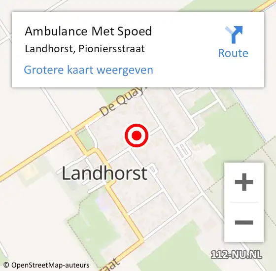 Locatie op kaart van de 112 melding: Ambulance Met Spoed Naar Landhorst, Pioniersstraat op 12 mei 2016 07:15