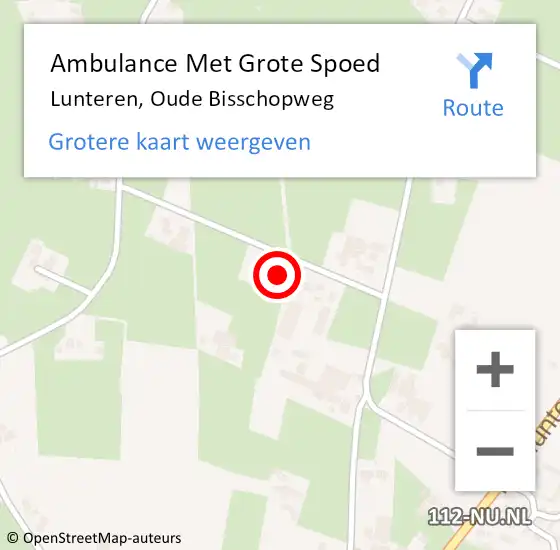 Locatie op kaart van de 112 melding: Ambulance Met Grote Spoed Naar Lunteren, Oude Bisschopweg op 12 mei 2016 07:19