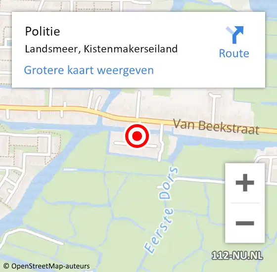 Locatie op kaart van de 112 melding: Politie Landsmeer, Kistenmakerseiland op 12 mei 2016 08:36