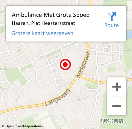 Locatie op kaart van de 112 melding: Ambulance Met Grote Spoed Naar Haaren, Piet Heestersstraat op 14 december 2013 19:09