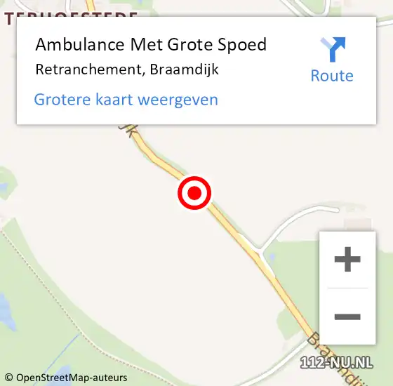 Locatie op kaart van de 112 melding: Ambulance Met Grote Spoed Naar Retranchement, Braamdijk op 12 mei 2016 09:22