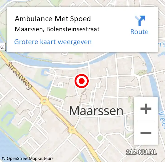 Locatie op kaart van de 112 melding: Ambulance Met Spoed Naar Maarssen, Bolensteinsestraat op 12 mei 2016 10:36