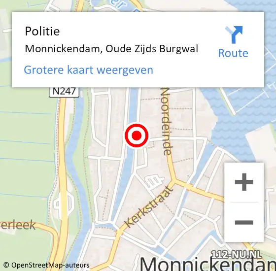Locatie op kaart van de 112 melding: Politie Monnickendam, Oude Zijds Burgwal op 12 mei 2016 10:37
