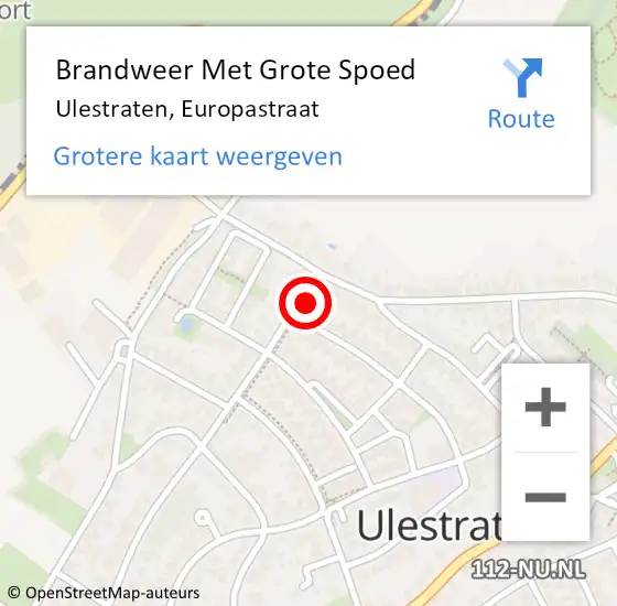 Locatie op kaart van de 112 melding: Brandweer Met Grote Spoed Naar Ulestraten, Europastraat op 12 mei 2016 11:36