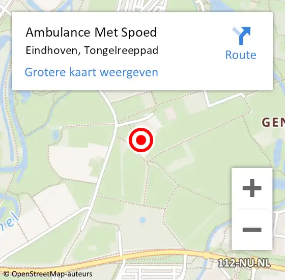 Locatie op kaart van de 112 melding: Ambulance Met Spoed Naar Eindhoven, Tongelreeppad op 12 mei 2016 11:45