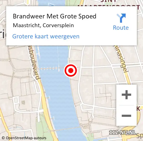 Locatie op kaart van de 112 melding: Brandweer Met Grote Spoed Naar Maastricht, Corversplein op 12 mei 2016 11:46