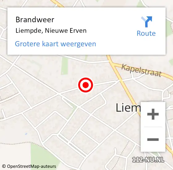 Locatie op kaart van de 112 melding: Brandweer Liempde, Nieuwe Erven op 12 mei 2016 11:46