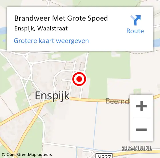 Locatie op kaart van de 112 melding: Brandweer Met Grote Spoed Naar Enspijk, Waalstraat op 12 mei 2016 11:56