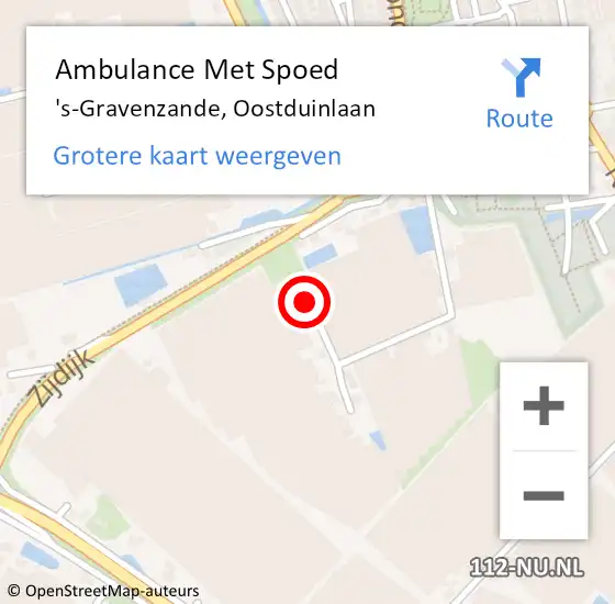 Locatie op kaart van de 112 melding: Ambulance Met Spoed Naar 's-Gravenzande, Oostduinlaan op 12 mei 2016 11:57