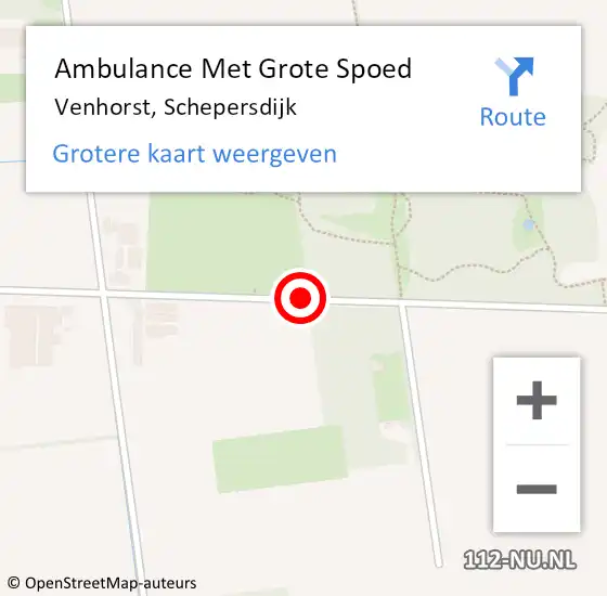 Locatie op kaart van de 112 melding: Ambulance Met Grote Spoed Naar Venhorst, Schepersdijk op 12 mei 2016 12:11