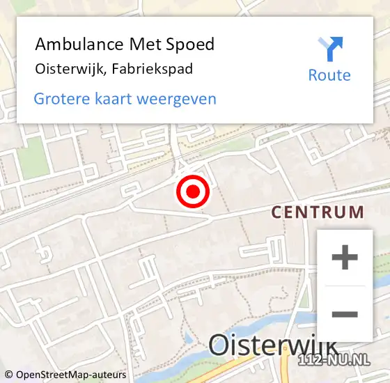 Locatie op kaart van de 112 melding: Ambulance Met Spoed Naar Oisterwijk, Fabriekspad op 12 mei 2016 12:22