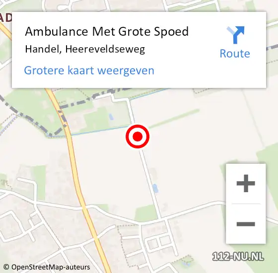 Locatie op kaart van de 112 melding: Ambulance Met Grote Spoed Naar Handel, Heereveldseweg op 12 mei 2016 12:36