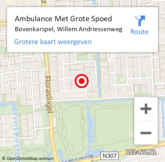 Locatie op kaart van de 112 melding: Ambulance Met Grote Spoed Naar Bovenkarspel, Willem Andriessenweg op 12 mei 2016 13:09